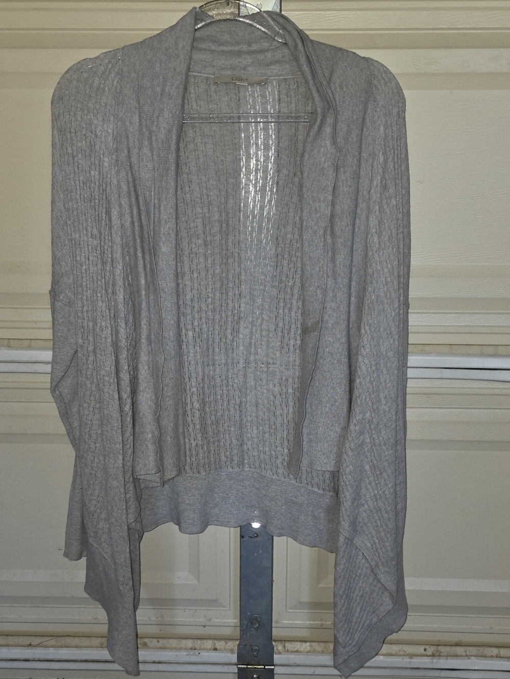 LOFT Light Gray Open-Front Draped Cardigan
